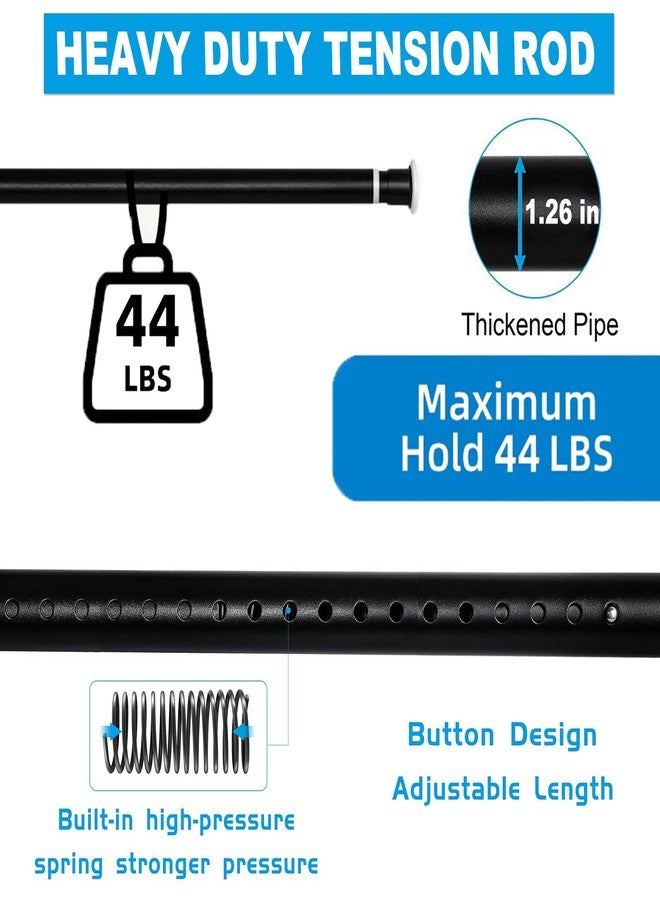 Ginbel Direct Tension Curtain Rod 43 to 83 Inches (3.6 to 7 ft), 1.26" Diameter Spring Adjustable Heavy Duty Long Large Curtains Pole for Windows Door Bathroom Patio Outdoor No Drilling, Black - Image 3